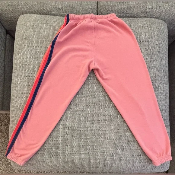 Aviator Nation 🌈 Pink Neon Stripe Zip Hoodie (M) & Sweatpants (XS) Set - Picture 8 of 10